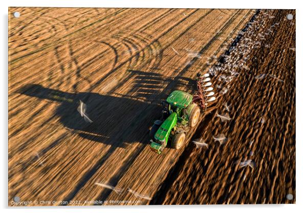 John Deere Ploughing Acrylic by Chris Gurton