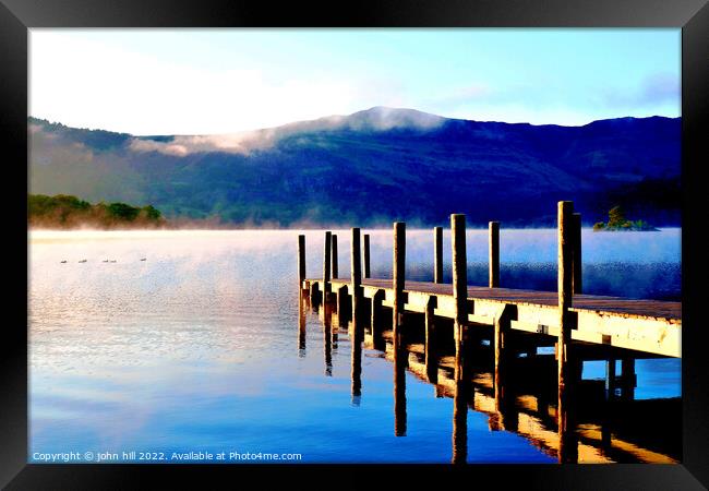 Reflections and Mist Derwentwater Cumbria Framed Print by john hill