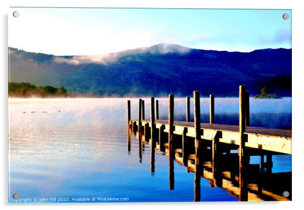 Reflections and Mist Derwentwater Cumbria Acrylic by john hill