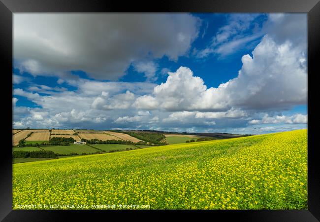 The colourful Yorkshire Wolds next to Millington and Pocklington  810 Framed Print by PHILIP CHALK