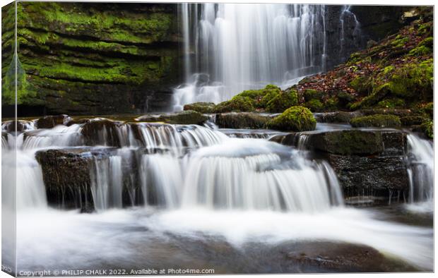 Majestic waterfalls in the Yorkshire dales. 811   Canvas Print by PHILIP CHALK