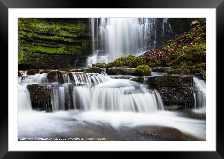 Majestic waterfalls in the Yorkshire dales. 811   Framed Mounted Print by PHILIP CHALK