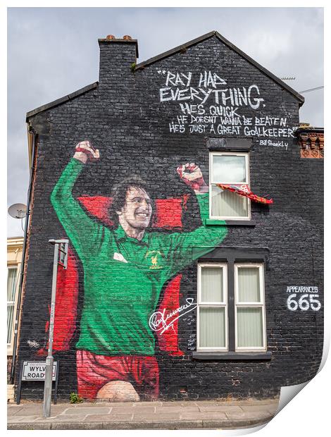 Ray Clemence mural Print by Jason Wells