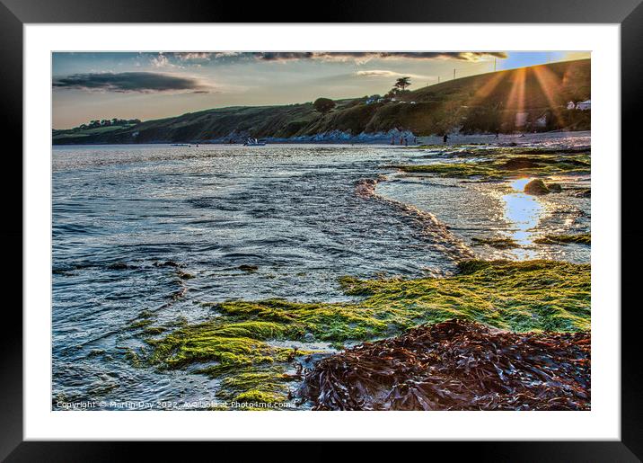 Majestic Summer Sunset at Pendower Beach Framed Mounted Print by Martin Day