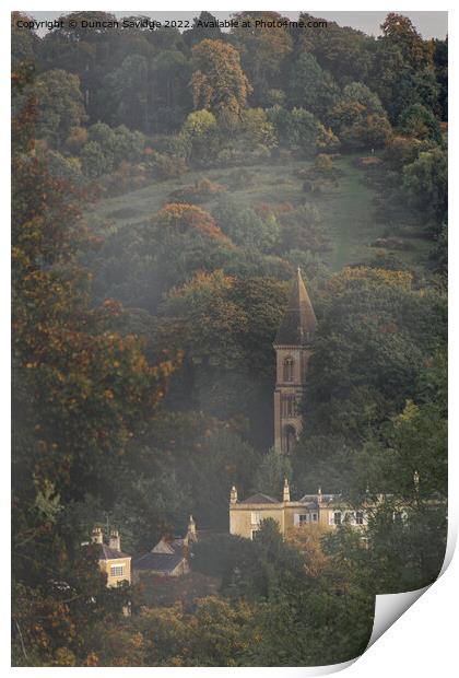 Bath Abbey Cemetary in the Autumnal mist  Print by Duncan Savidge