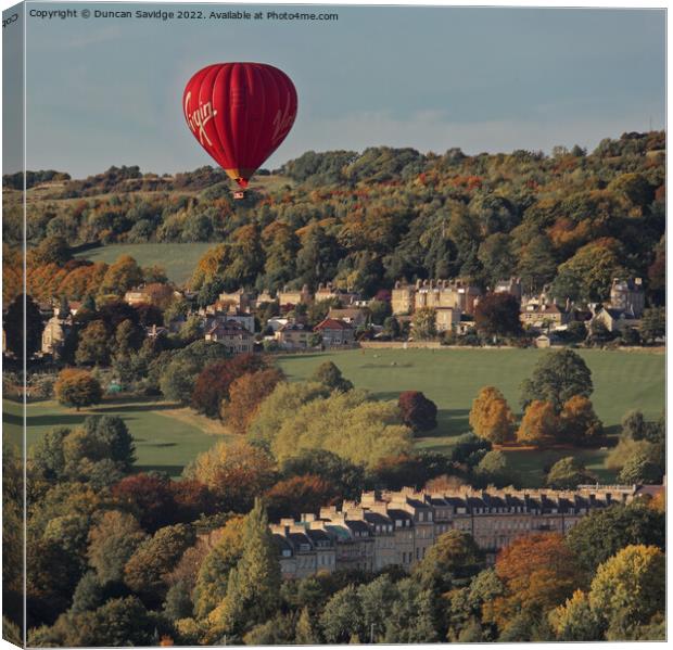 Virgin Hot Air Balloon flight over Bath Canvas Print by Duncan Savidge