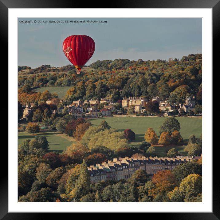 Virgin Hot Air Balloon flight over Bath Framed Mounted Print by Duncan Savidge