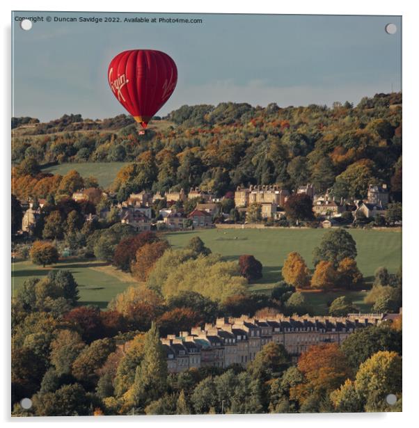 Virgin Hot Air Balloon flight over Bath Acrylic by Duncan Savidge