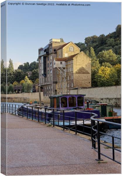 Bath Riverside old industrial buildings in the Autumn  Canvas Print by Duncan Savidge