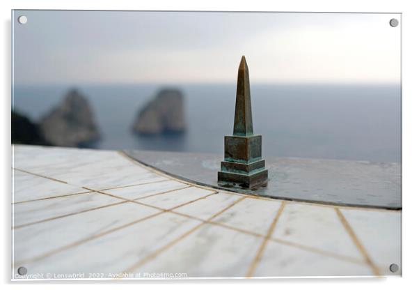 Sundial near the coast of Capri, Italy Acrylic by Lensw0rld 