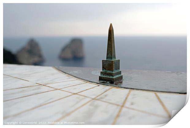 Sundial near the coast of Capri, Italy Print by Lensw0rld 
