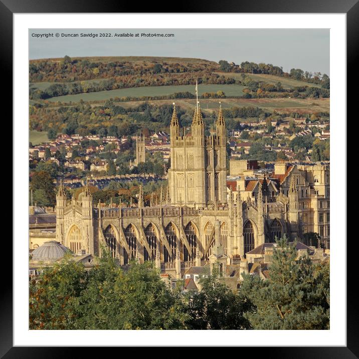 Bath Abbey with Autumn backdrop  Framed Mounted Print by Duncan Savidge