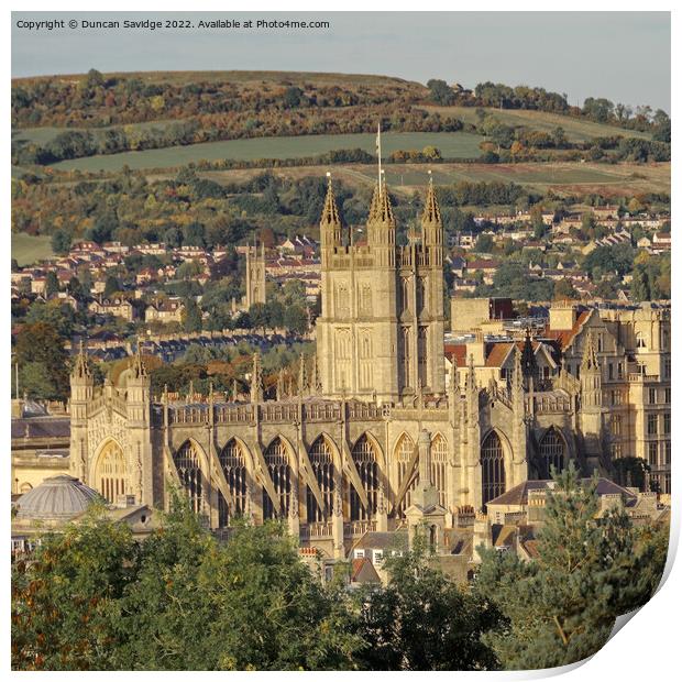 Bath Abbey with Autumn backdrop  Print by Duncan Savidge