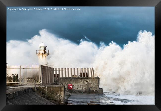 Storm Surge South gare Framed Print by John-paul Phillippe