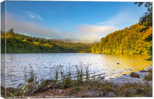 A Tranquil Autumn Morning at Loch Fascally Canvas Print by Michael Birch