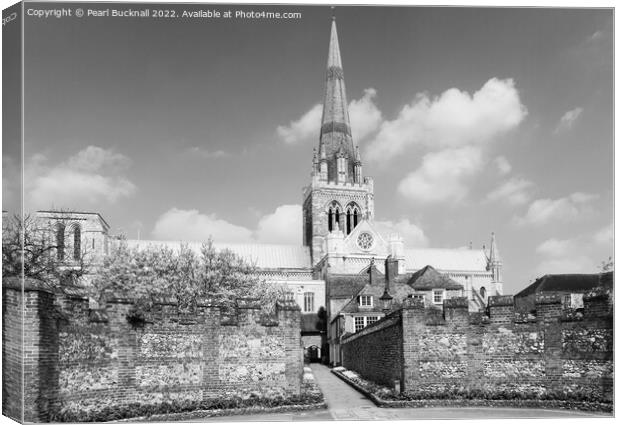 Chichester Cathedral West Sussex Black and White Canvas Print by Pearl Bucknall