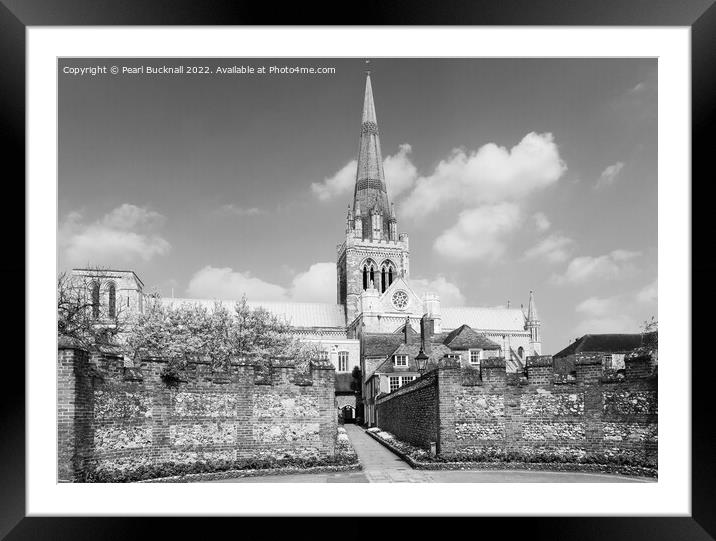Chichester Cathedral West Sussex Black and White Framed Mounted Print by Pearl Bucknall