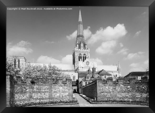 Chichester Cathedral West Sussex Black and White Framed Print by Pearl Bucknall