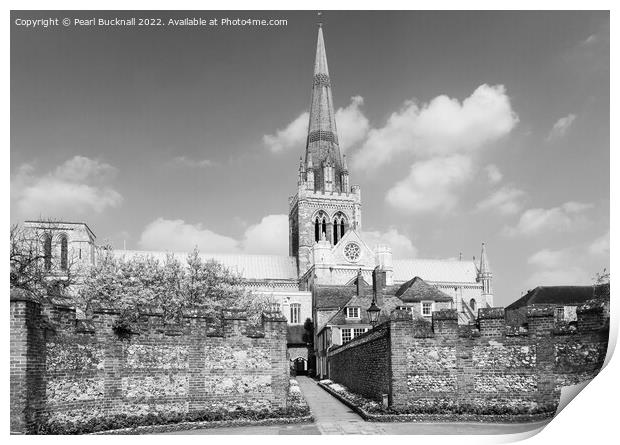 Chichester Cathedral West Sussex Black and White Print by Pearl Bucknall