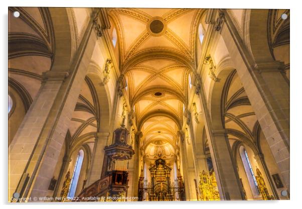 Saint Leodegar Church Basilica Altar Lucerne Switzerland  Acrylic by William Perry