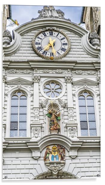 Saint Leodegar Church Basilica Facade Lucerne Switzerland  Acrylic by William Perry