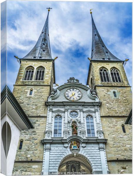 Saint Leodegar Church Basilica Facade Lucerne Switzerland  Canvas Print by William Perry