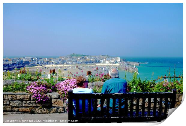 View across the harbour to St. Ives Cornwall Print by john hill