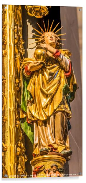 Angel Statue Saint Leodegar Church Lucerne Switzerland Acrylic by William Perry