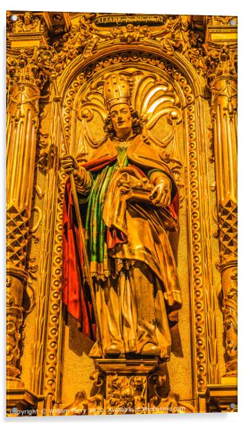 Saint Leodegar Statue Church Basilica Altar Lucerne Switzerland  Acrylic by William Perry