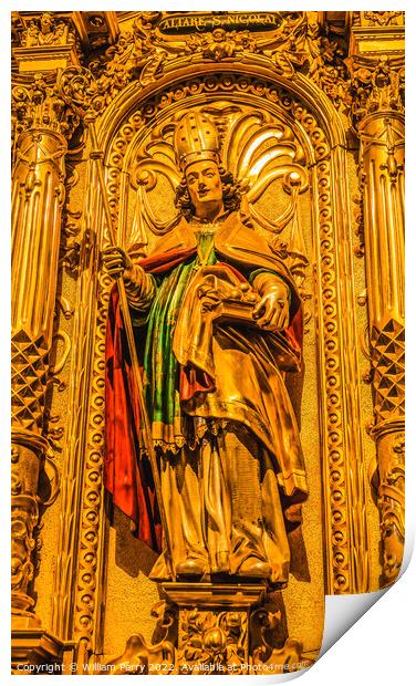 Saint Leodegar Statue Church Basilica Altar Lucerne Switzerland  Print by William Perry