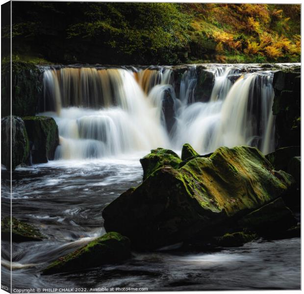 Dreamy waterfall in the Yorkshire moors 815  Canvas Print by PHILIP CHALK