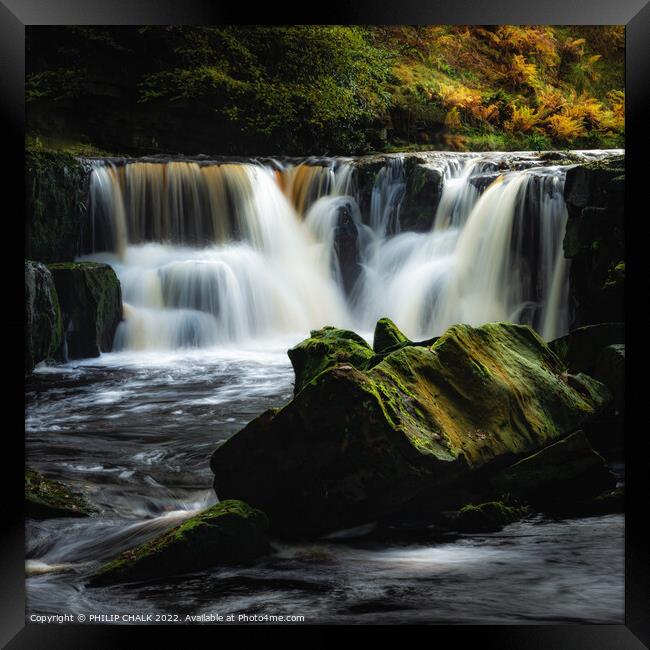 Dreamy waterfall in the Yorkshire moors 815  Framed Print by PHILIP CHALK