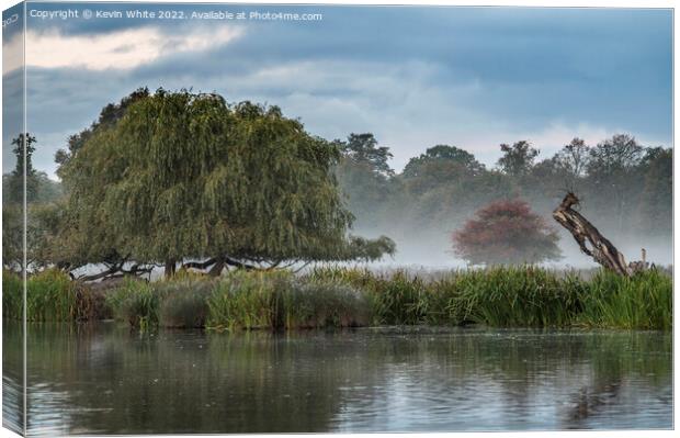 October dawn mist at Heron Pond Canvas Print by Kevin White