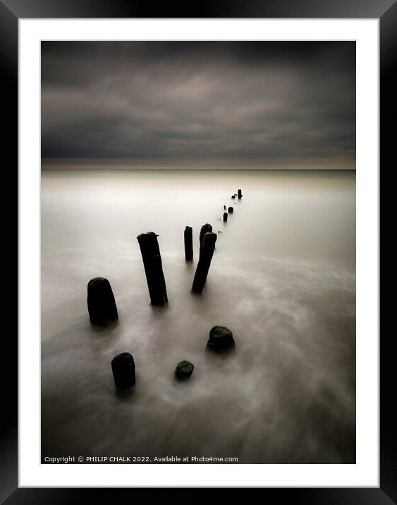 Seascape with groynes 816  Framed Mounted Print by PHILIP CHALK
