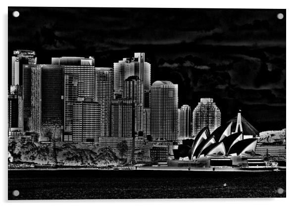 Sydney CBD and opera house (Abstract ) Acrylic by Allan Durward Photography