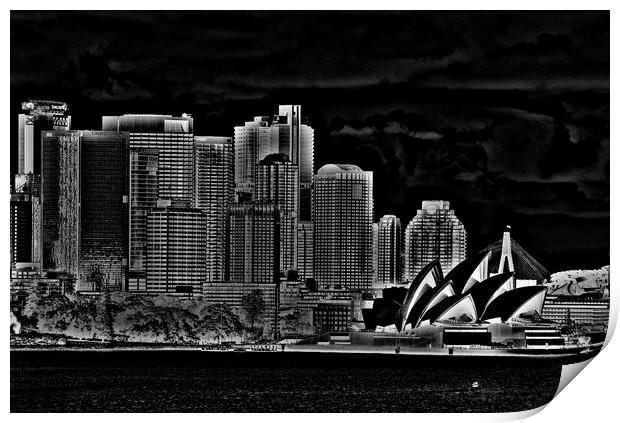 Sydney CBD and opera house (Abstract ) Print by Allan Durward Photography