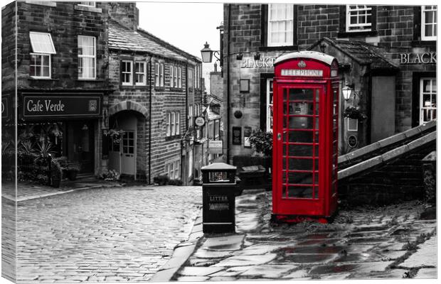Telephone Box in Haworth, Yorkshire.  Canvas Print by Ros Crosland
