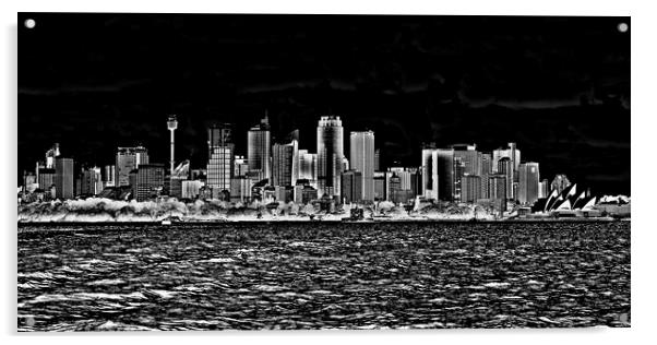 Abstract view of Sydney CBD and Sydney opera house Acrylic by Allan Durward Photography