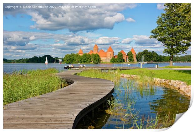 The Quaint Water Castle of Trakai in Lithuania Print by Gisela Scheffbuch