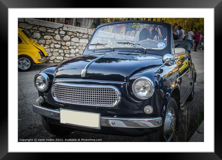 Fiat 500 convertible classic car Framed Mounted Print by Kevin Hellon