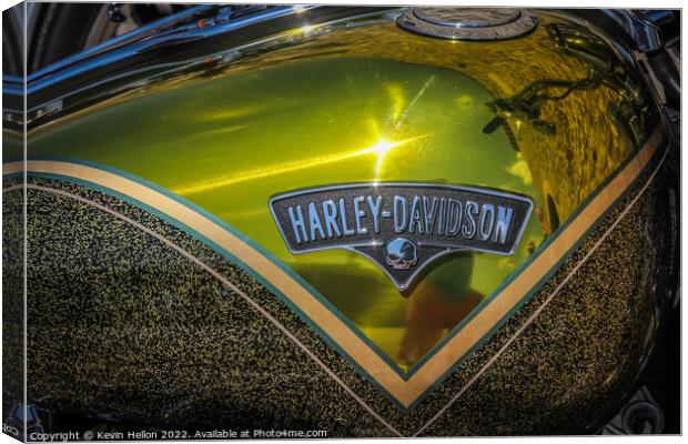 Sun reflected in a Harley Davidson fuel tank Canvas Print by Kevin Hellon