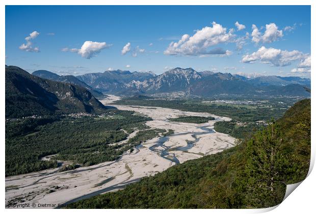 Tagliamento River Valley in Friuli, Italy Print by Dietmar Rauscher