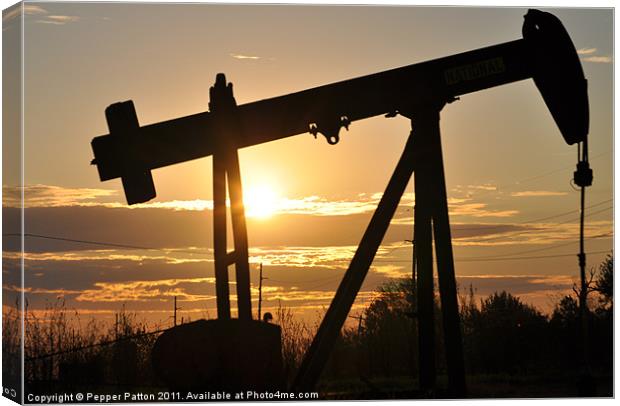 Sunrise Oil Well Canvas Print by Pepper Patton