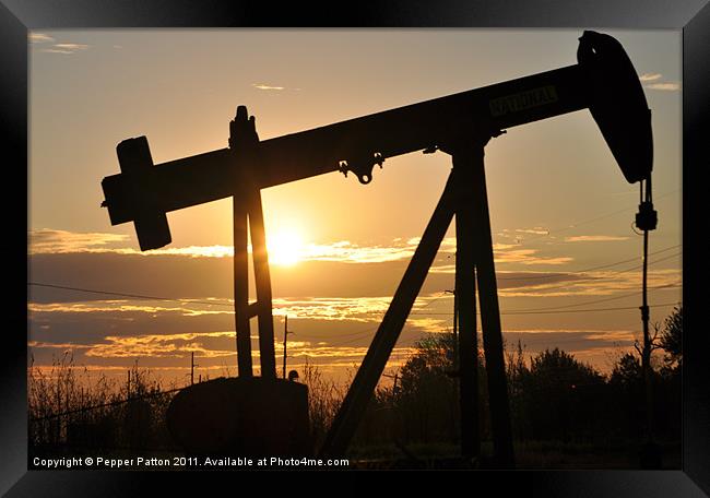 Sunrise Oil Well Framed Print by Pepper Patton