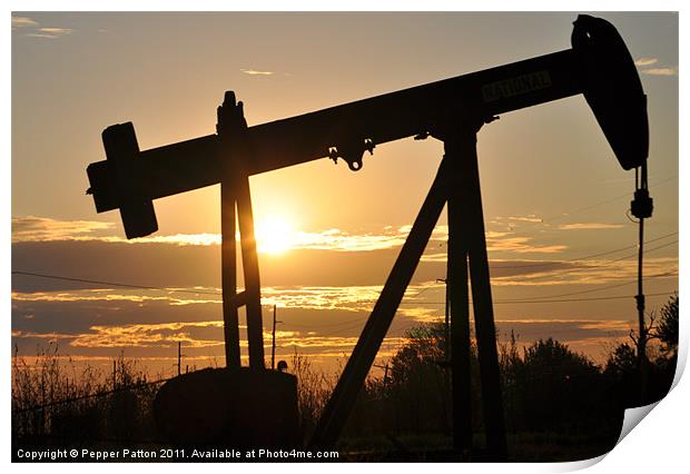 Sunrise Oil Well Print by Pepper Patton