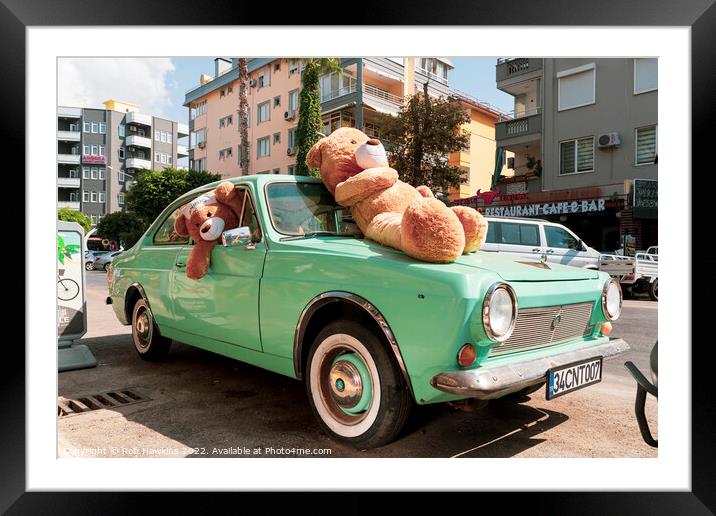 Bear Car Framed Mounted Print by Rob Hawkins