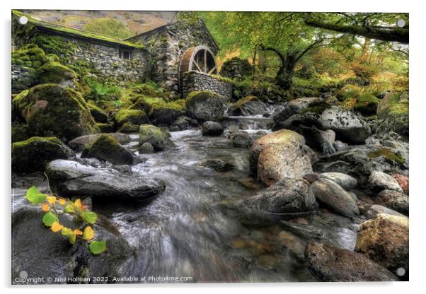 Combe Gill Water Mill Acrylic by Neil Holman