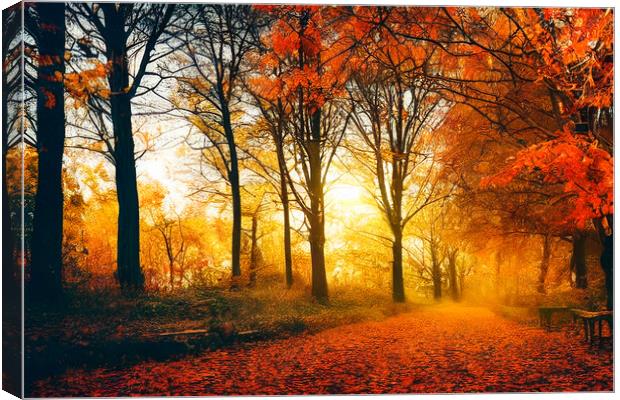 Autumn At The Park Canvas Print by Adam Kelly