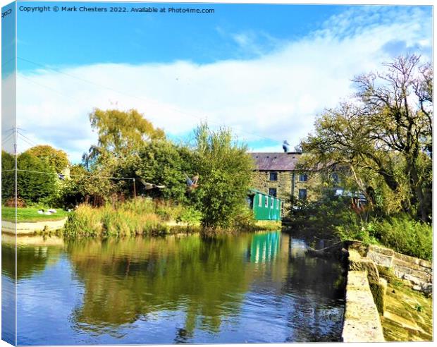A Serene Autumn Day at Caudwells Mill Canvas Print by Mark Chesters