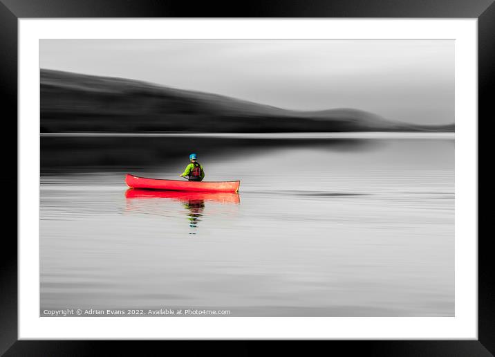 Red Canoe Wales  Framed Mounted Print by Adrian Evans
